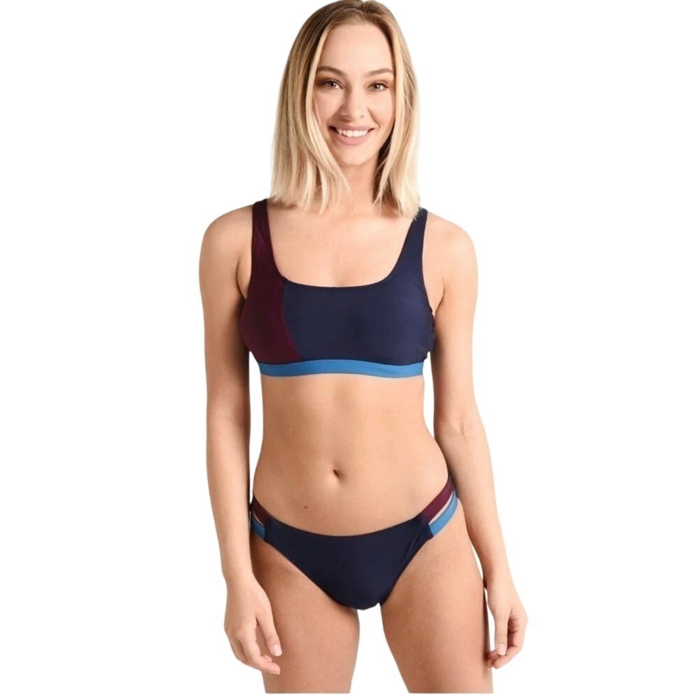Helen Jon Shoreline‎ Bra & Double Tab Hipster Bikini Bottom 2 piece set Sz L NWT